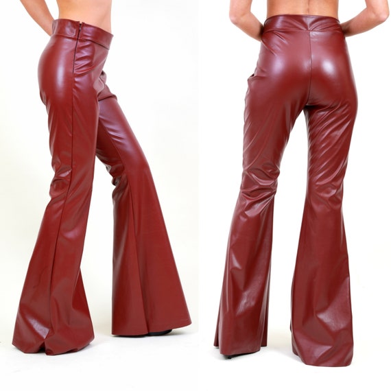 leather flare pants