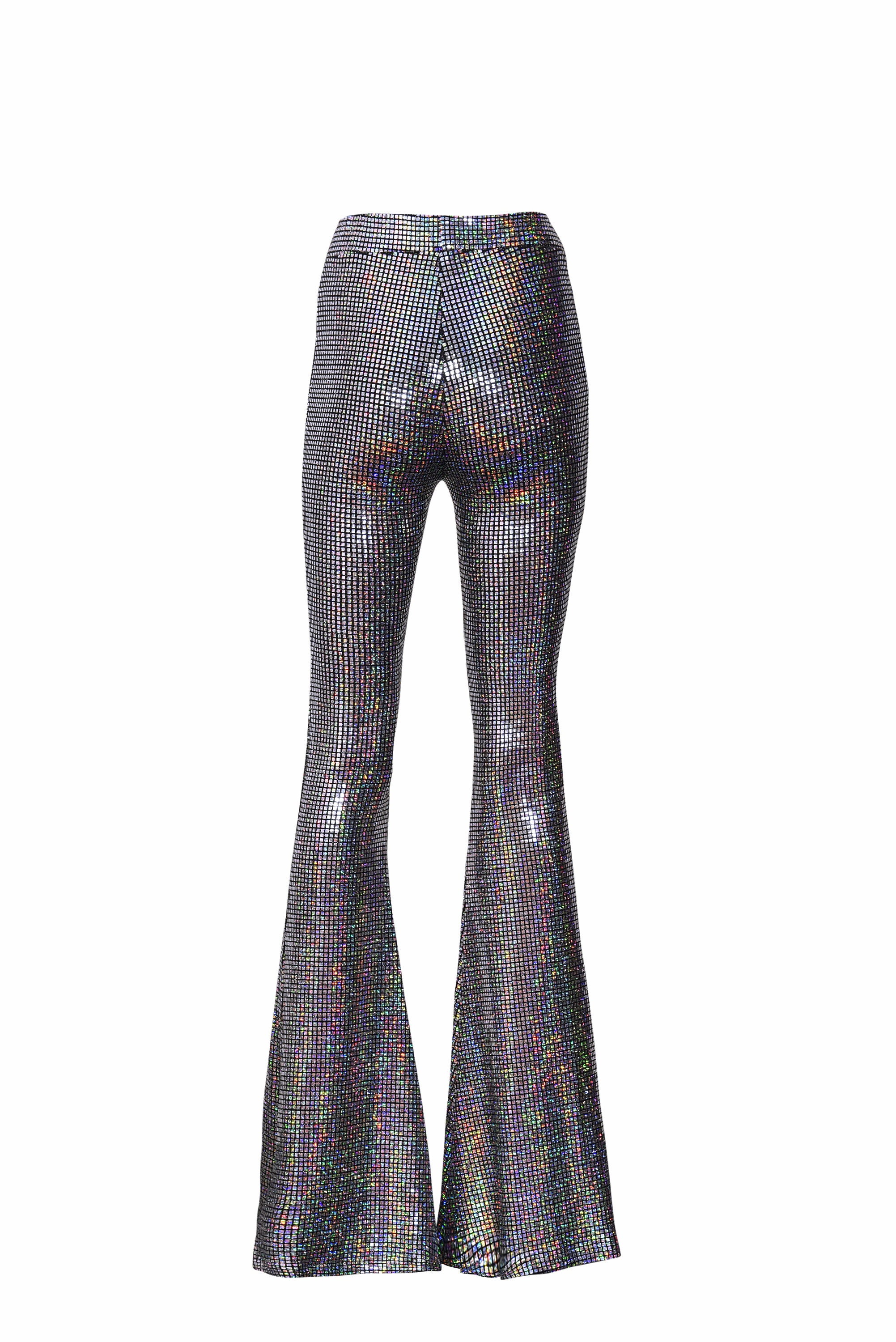 Flare Pants Bell Bottoms Glitter Pants Shiny Pants Silver - Etsy