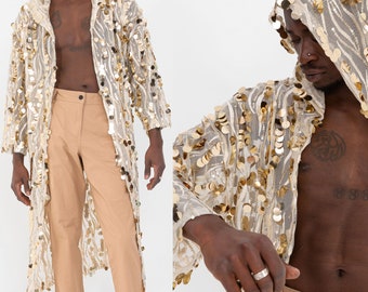 Sequin Kimono, Hooded Kimono, Sequin Cardigan,Festival Kimono,Sequin Duster,Hooded Dress,Bohemian Outfit,Festival Outfit, Burning Man Outfit