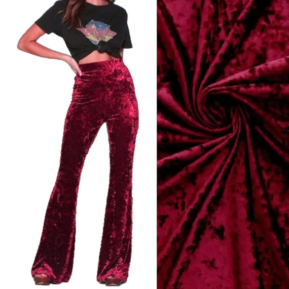 Velvet Flare Pants Burgundy Velvet Bell 
