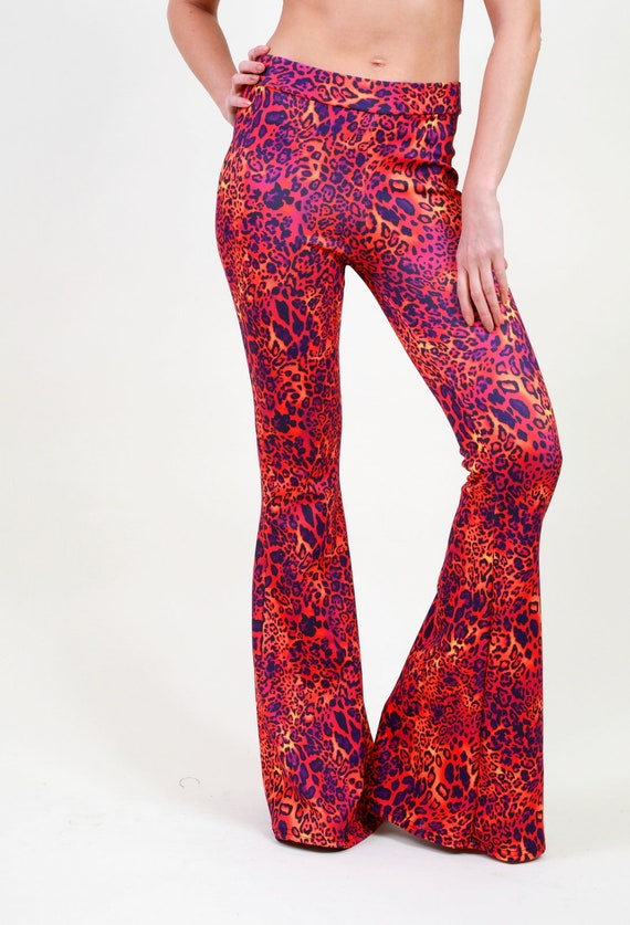 patterned bell bottom yoga pants
