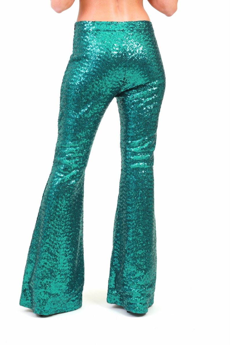 Green Sequin Flare Pants Bell Bottoms Harem Pants Yoga | Etsy