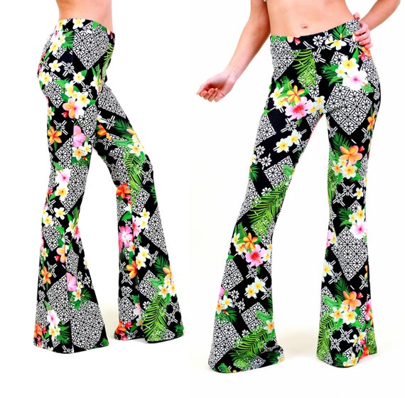 tight patterned flare pants