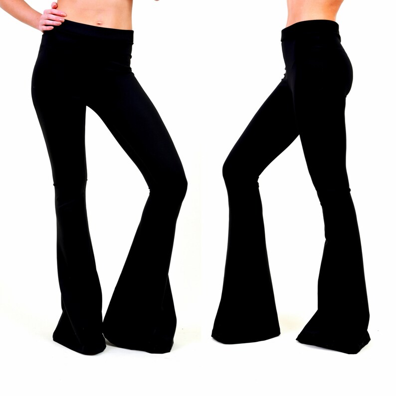 Black Flare Pants Bell Bottoms Harem Pants Yoga Pants Etsy