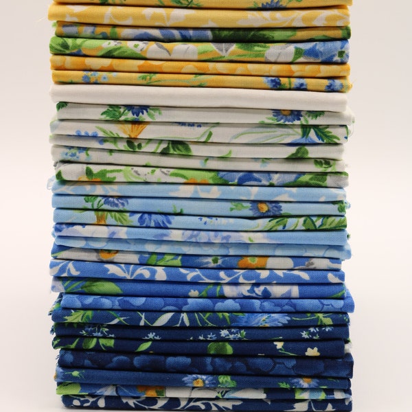 Summer Breeze 2023 by Moda Fabrics, fat quarter bundle, 100% cotton, store cut, new, 18" x 22" fabrics, options available, yellow and blue