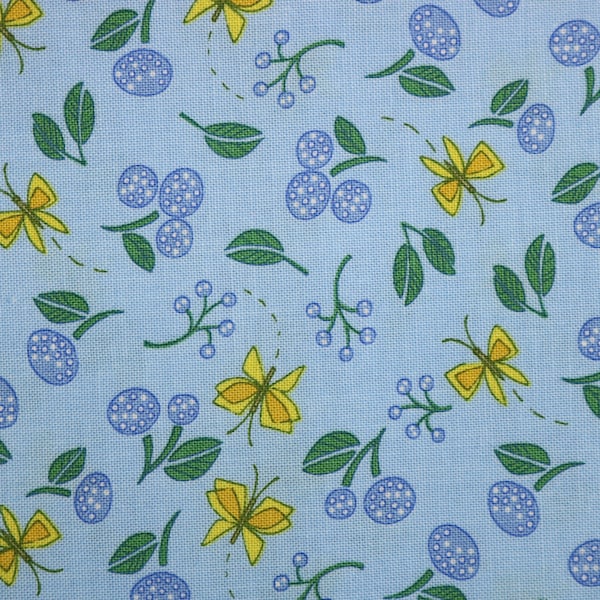 Cottage Bleu by Robin Pickens for Moda, 100% cotton, cut to order, price per yard, small blue flowers and butterflies on blue ,#48693-16 OOP
