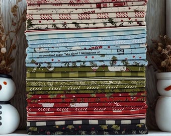 Emmitt and Ivy 30 piece fat quarter bundle by Sweetwater for Moda Fabrics, 100% cotton, 18" x 22" fabrics, holiday