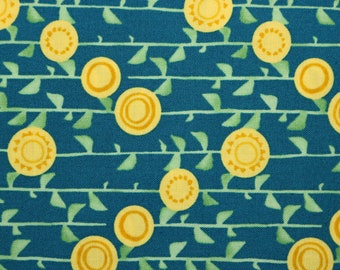 Solana by Robin Pickens for Moda Fabrics, 100% cotton, cut to order, price per yard, yellow round flowers on a blue ground, #48683-16, OOP