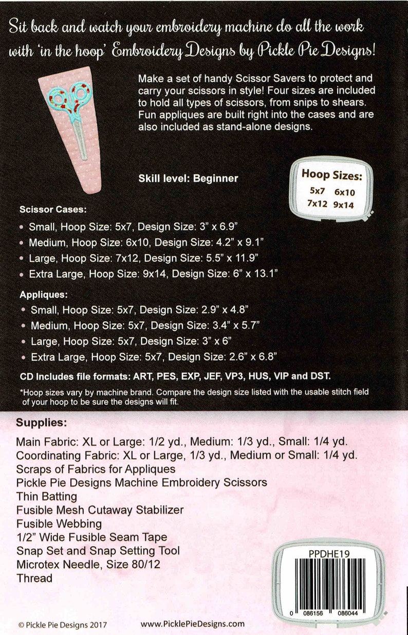 Pickle Pie Designs Scissor Savers Digital Embroidery Design Etsy