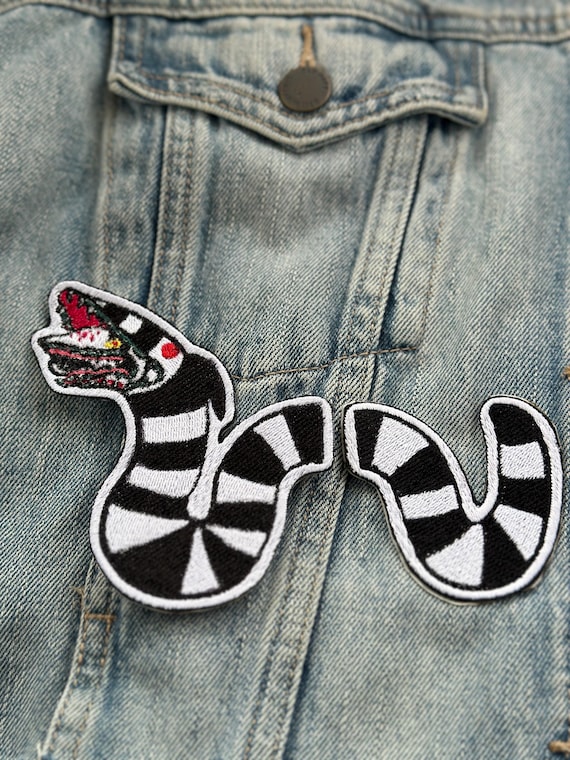 Sand worm inspired by beetlejuice, Halloween iron-on embroidered patch—2 PIECES