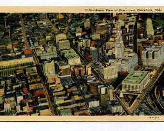 Aerial View of Downtown Cleveland Ohio Postcard