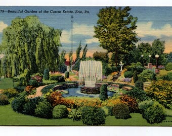 Beautiful Garden of the Curtze Estate Erie Pennsylvania Postcard
