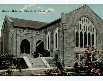 Zwingli Reformed Church Souderton Pennsylvania Postcard