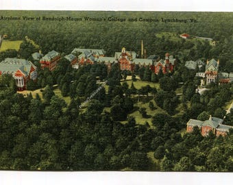 Airplane View of Randolph-Macon Woman's College and Campus Lynchburg Virginia Postcard