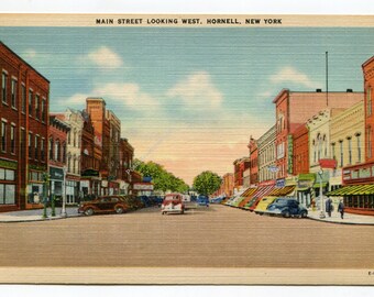 Main Street Looking West Hornell New York Postcard