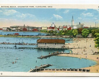 Bathing Beach Edgewater Park Cleveland Ohio Postcard