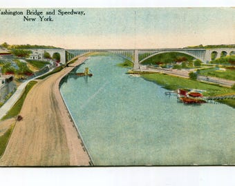 Washington Bridge and Speedway New York Postcard