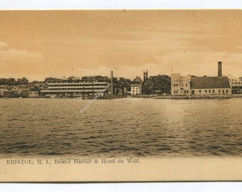 Bristol Harbor and Hotel de Wolf Bristol Rhode Island Postcard