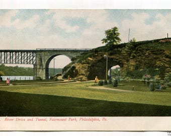 River Drive and Tunnel Fairmount Park Philadelphia Pennsylvania Postcard