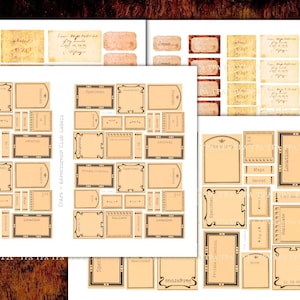 Etiquettes d'échantillons, étiquettes de mots, étiquettes de texte, étiquettes de journal, étiquettes de notes de terrain, étiquettes vierges. Club des aventuriers 4 fichiers JPEG