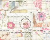 Dragonfly Calendar Printable: Floral Month-at-a-Glance (8.5"x11" JPEG Digital Download)