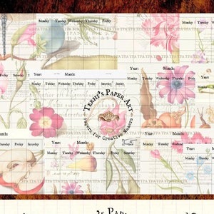 Calendario annuale, Riepilogo del mese, fogli da 12 mesi per pianificatori e diari, 12 JPEG 300 dpi, serie "Anno di una libellula", 8,5" x 11"