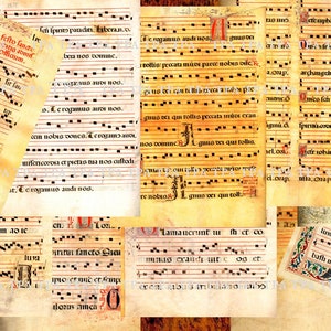 Rommeljournaalpagina's, kaartjes maken, middeleeuwse muziek en geschriften, "Klooster 1327" 12 JPEG's, A4