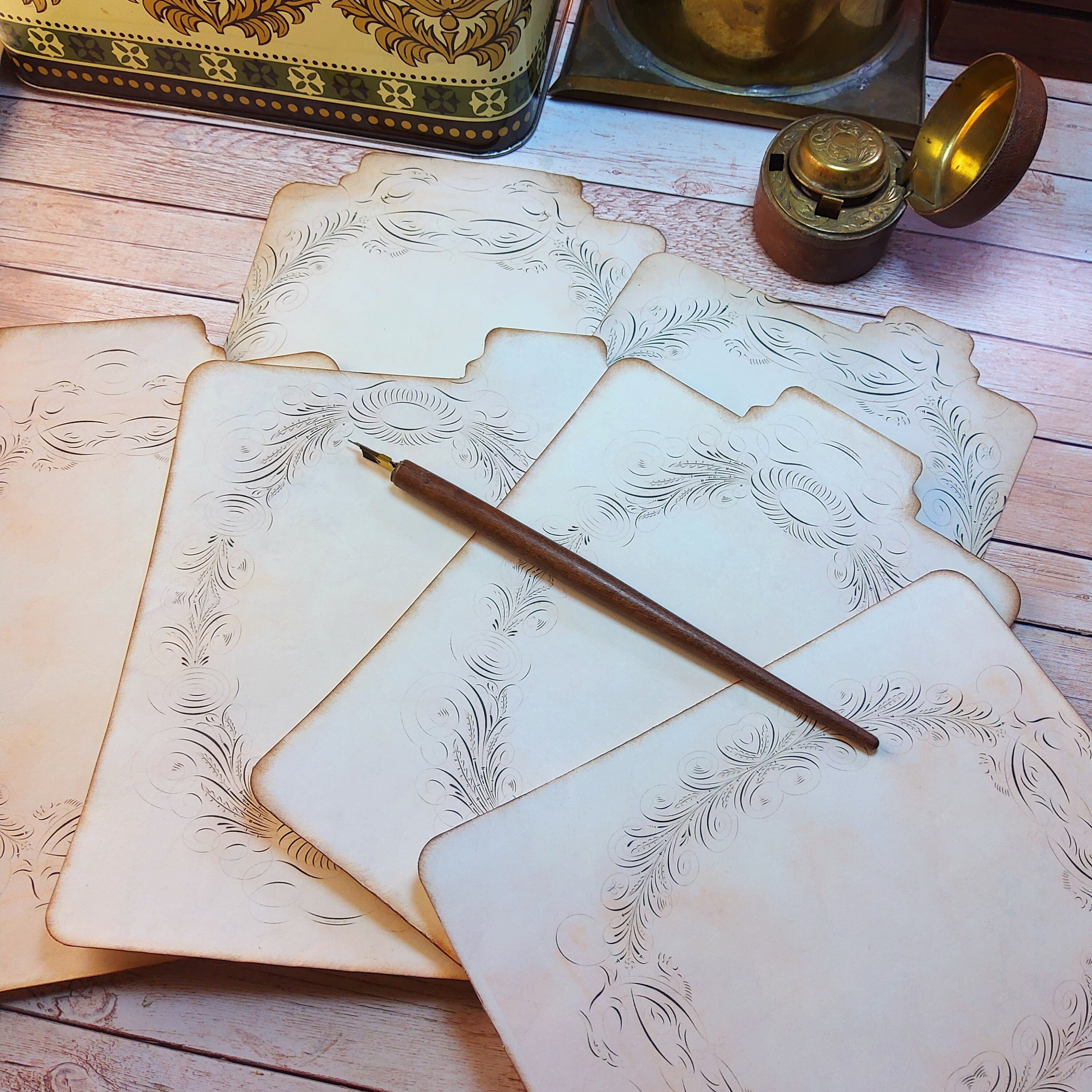 Junk Journal Divider antikes Kranzbild antike weiße Sepia | Etsy