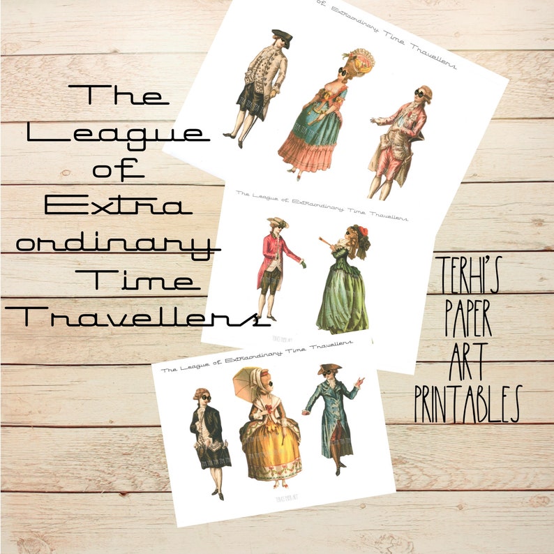 Printable steampunk paper dolls for junkjournaling, card making and scrapbooking, League of Extraordinary Time Travelers image 10