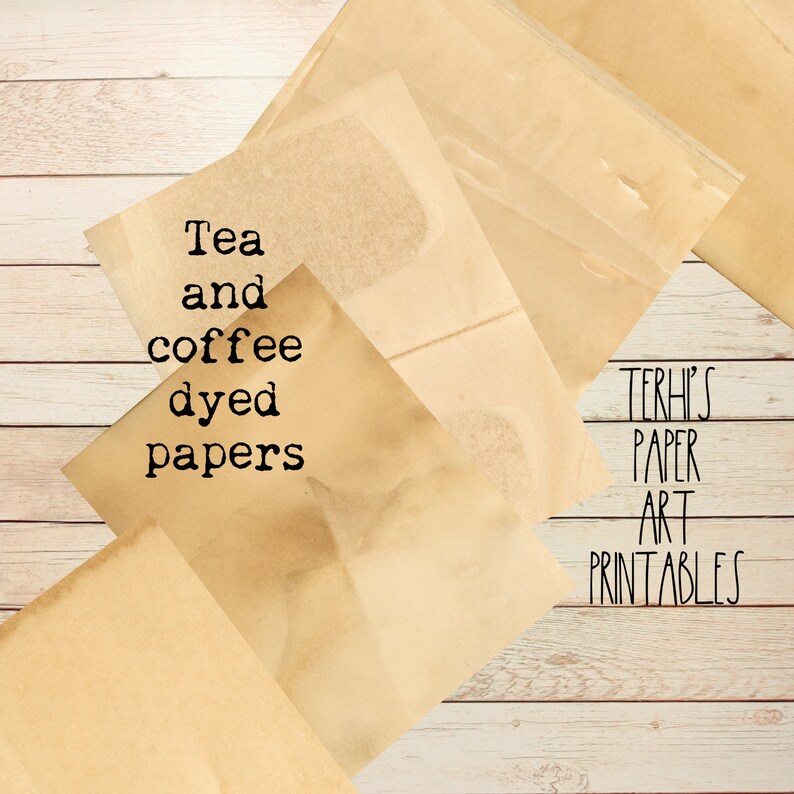 Tea and Coffee Dyed Papers Digital Kit Printable Paper Junk Etsy