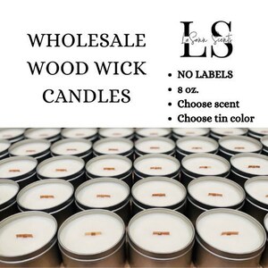 WHOLESALE No Label Soy Candles Wood Wick 8 oz. Bulk Free Shipping Party Favors Choose Scent