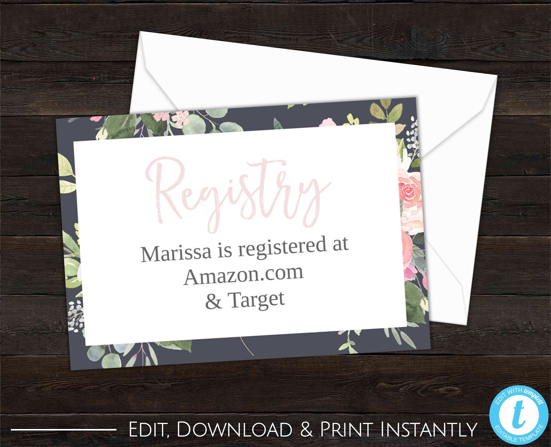 Bridal Shower Registry Card Bridal Shower Registry Etsy