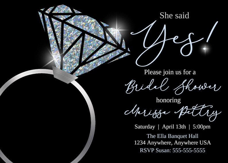 Diamond Ring Bridal Shower Invitation Glam Bridal Shower Etsy