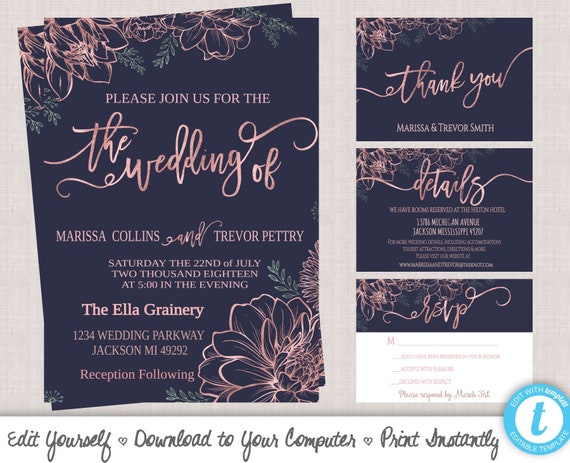 Michelle Gold Wedding Invitations Deposit