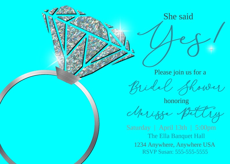 Bling Bridal Shower Invitation Diamond Ring Bridal Shower Etsy