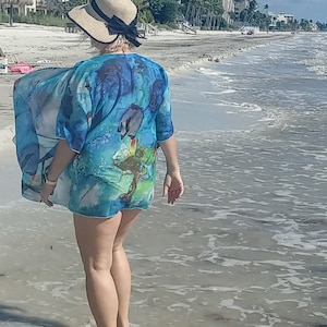 Kimono cover-up. Happiness in turquoise.
