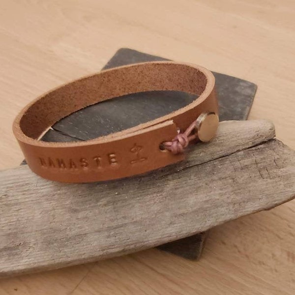 Hand crafted Unisex real leather bracelet - hand stamped and personalised