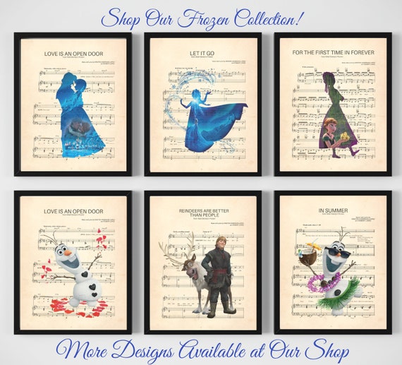 Frozen Anna And Kristoff Black Silhouette Love Is An Open Door Etsy