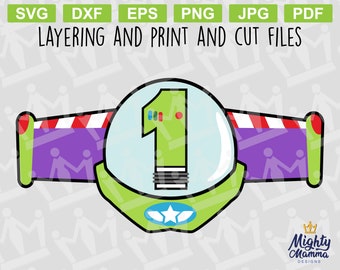 Space Ranger Wings # 1 - For Use with Printer, Cricut Silhouette (layering vinyl or print or cut) for First Birthday sublimation waterslide