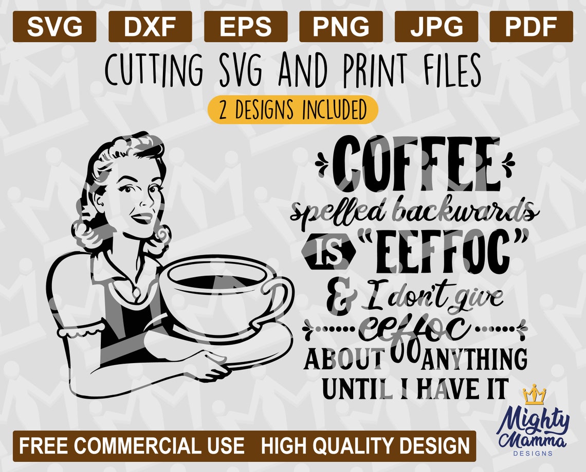 Download COFFEE Spelled backwards is eeffoc SVG Png retro woman | Etsy