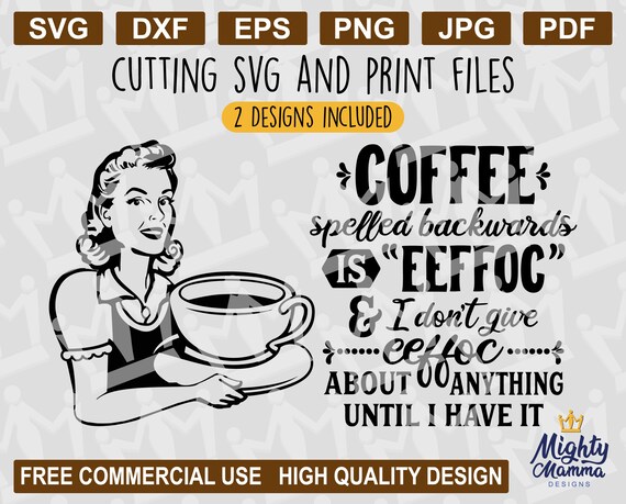 Download COFFEE Spelled backwards is eeffoc SVG Png retro woman | Etsy