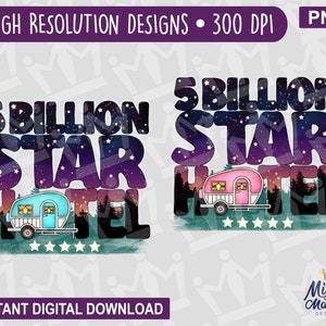 5 Billion Star Hotel: schattige bowler-trailer, grafische kunst, png PNGEgg | Voor afdrukken, sublimatie en DTF-waterglijbanen. Camping Stars Sky Teal Pink