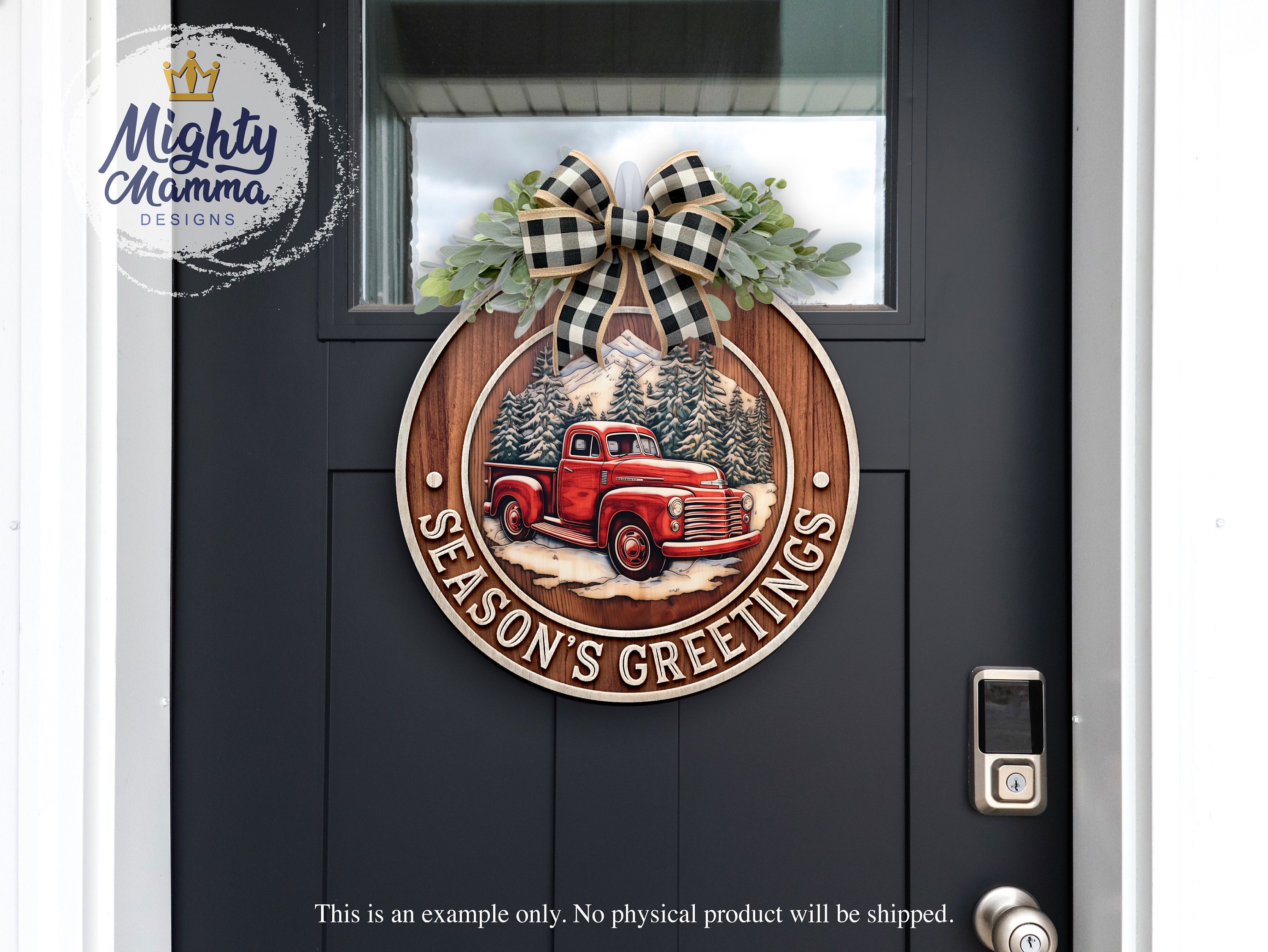 Season's Greetings Old Red Truck Round PNG Design, for Sublimation ...