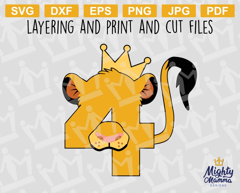 Download King LION 4 SVG and PNG Four for Forth Birthday Jungle | Etsy