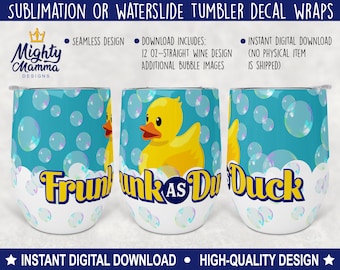 Grappige rubberen eend met afbeelding - frunk as duck 12 oz STRAIGHT wijnbeker wrap, gebruik voor sublimatie, glijbaanontwerp enz.