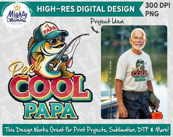 Haspel Cool Papa, png PNGEgg | Vissen, png-bestand | Sublimatiebestand | Sublimeren ontwerpen downloaden | Shirtontwerp papa | Bass Fishing sublimatie png, opa