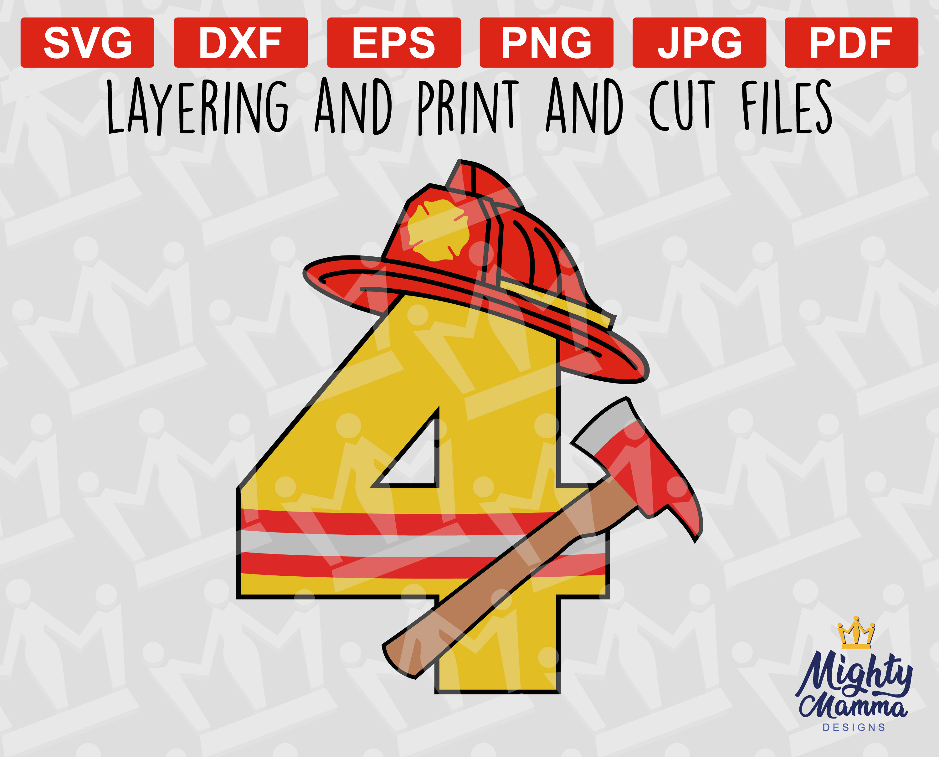 FIREMAN 4 SVG png Number four firefigther fire man forth Etsy