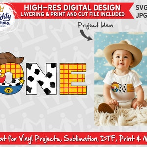 Spielzeug Cowboy ein SVG PNG - 1 ersten Geburtstag Spielzeug Cowboy Cow Boy Geschichte Grafik Verwendung mit Drucker, Cricut, print, Schicht, Sublimation, Wasserschiebefolien