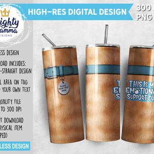 This Is My Emotional Support Cup 20oz Tumbler Wrap Design for Sublimation | Orange Tabby Cat Fur Collar Pet Funny Feline Animal Coffee