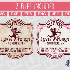 Cupid's Love Potion Number 9 SVG PNG Label - Clip Art Cupid Valentine's Day, Valentine Print and Cut Image or layer SVG Valentine's Day